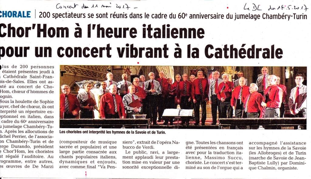 article du DL sur le concert italien a Chambery le 11.5.2017 1024x591